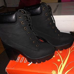 Black Chunky Heel Booties